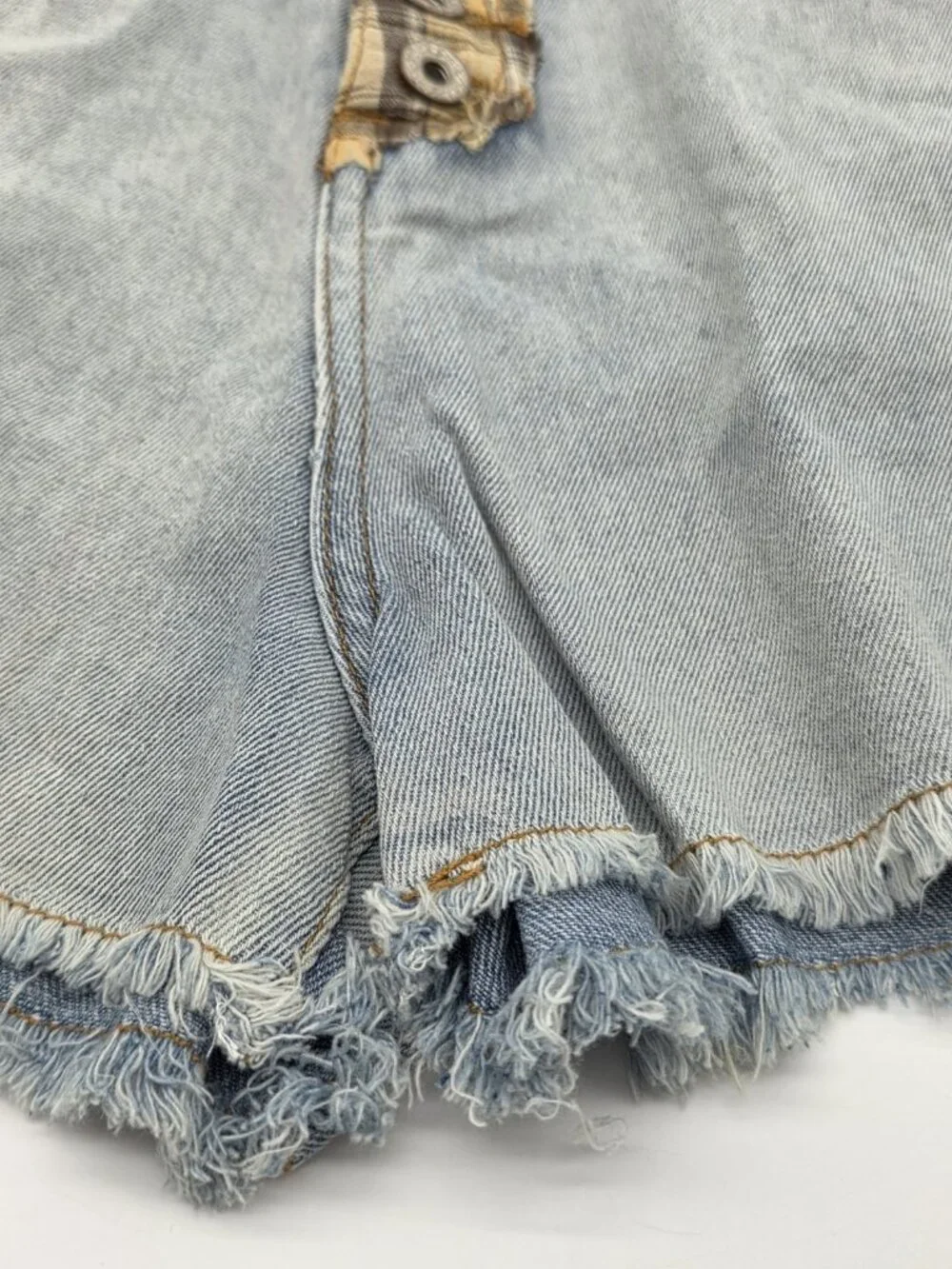 POL Womens Jean Shorts Size Large Patchwork Cut Off Button Fly Distressed Denim